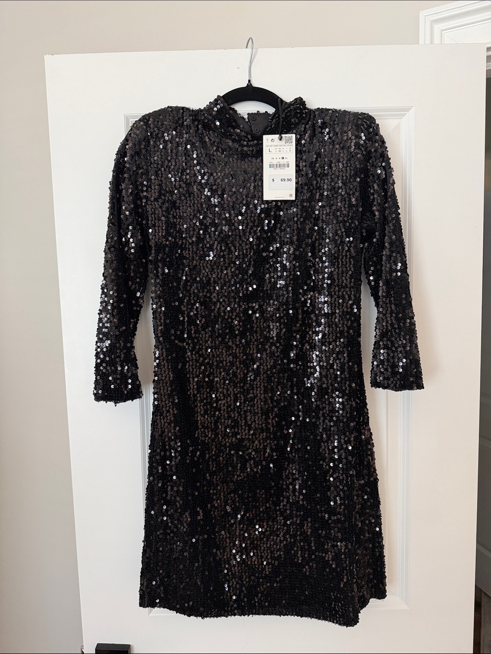 Zara Black Sequin Shift Dress